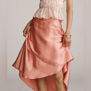 Anthropologie Silky Tiered Midi Skirt Size 2